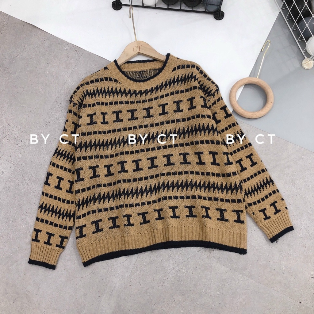 Áo len thổ cẩm nữ, áo len from rộng tay dài chất len cực dày cổ tròn phom chuẩn dễ mặc dễ phối đồ siêu phẩm về làng | BigBuy360 - bigbuy360.vn