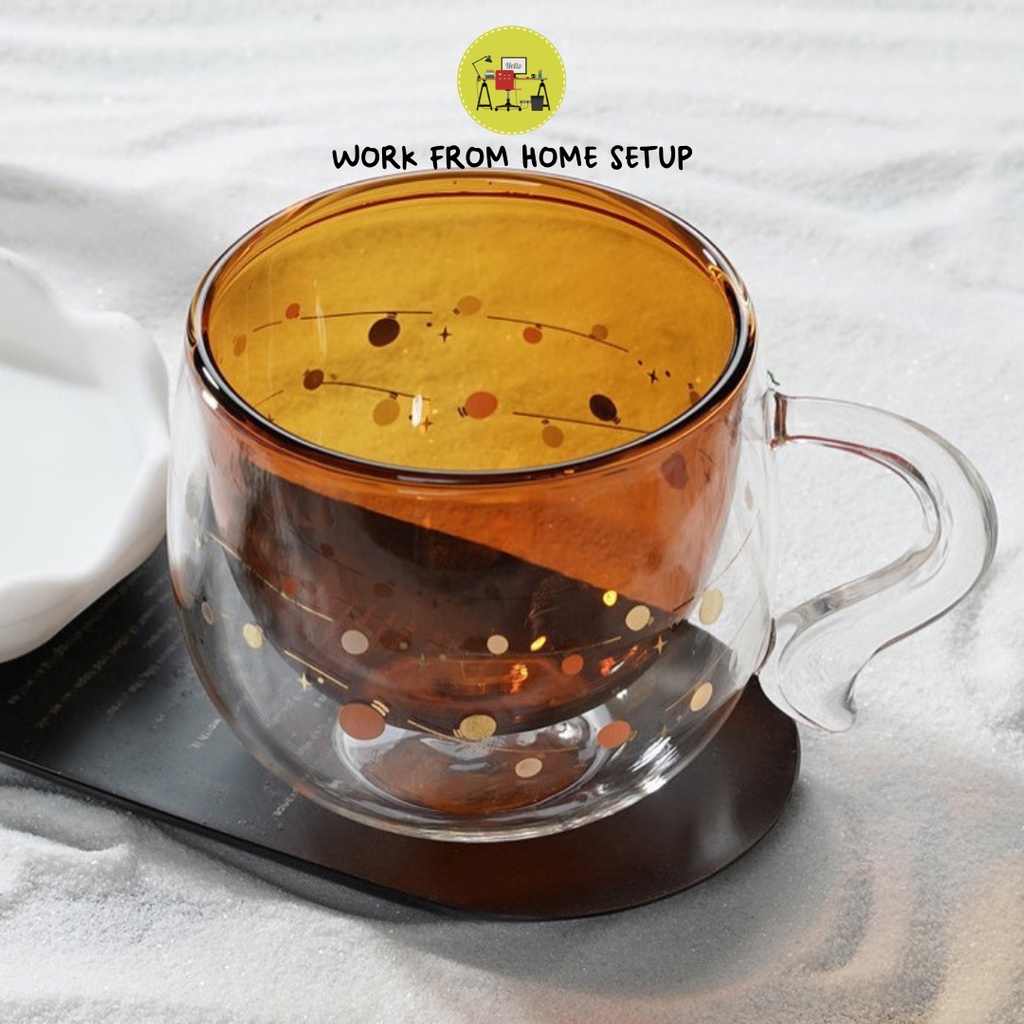 Cốc 2 Lớp Thủy Tinh Quả Sồi Giữ Nhiệt Lâu - Cốc Quả Sồi Cách Nhiệt Dày Dặn Cao Cấp