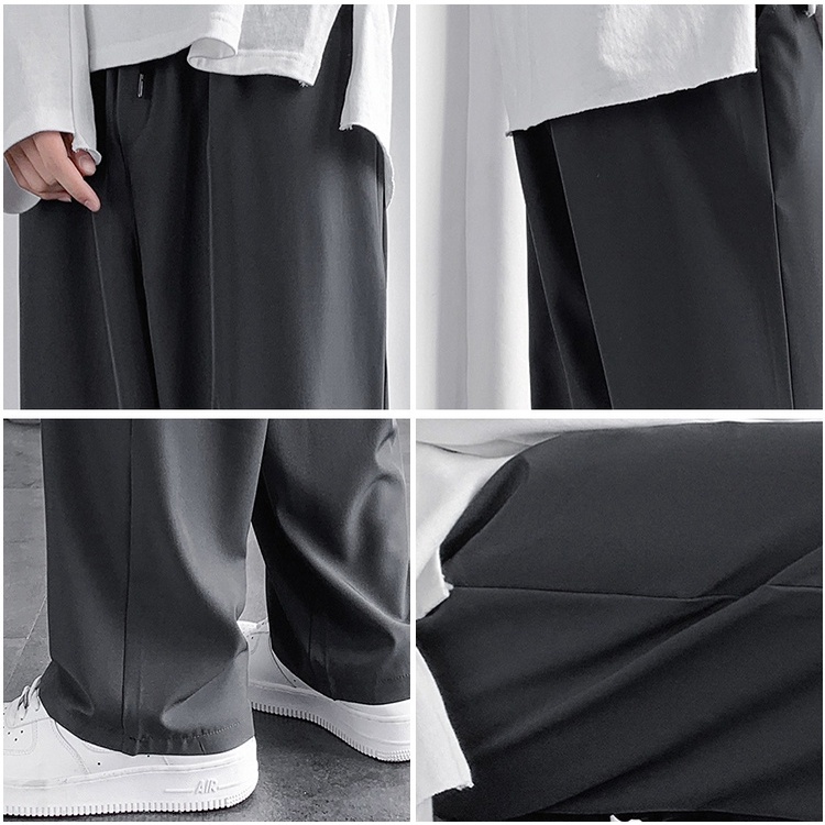 【Ready Stock】Korean Pants Men'S Summer Thin Section Casual Pants Mens Loose Wide Leg Pants Unisex Fashion Straight Pants Korean Long Pants Fashionable Capri Pants For Men And Women Men's Trousers Business Casual Suit Pants