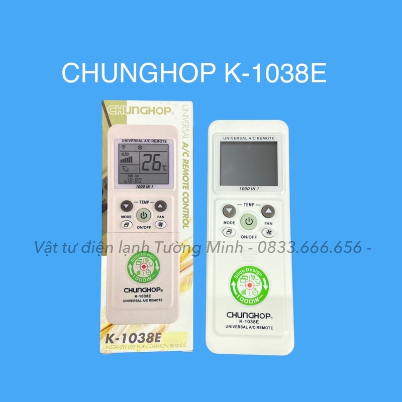 [Mã ELHA22 giảm 5% đơn 300K] Điều khiển điều hoà đa năng Chunghop K-1038E lắp trượt bảo vệ bàn phím