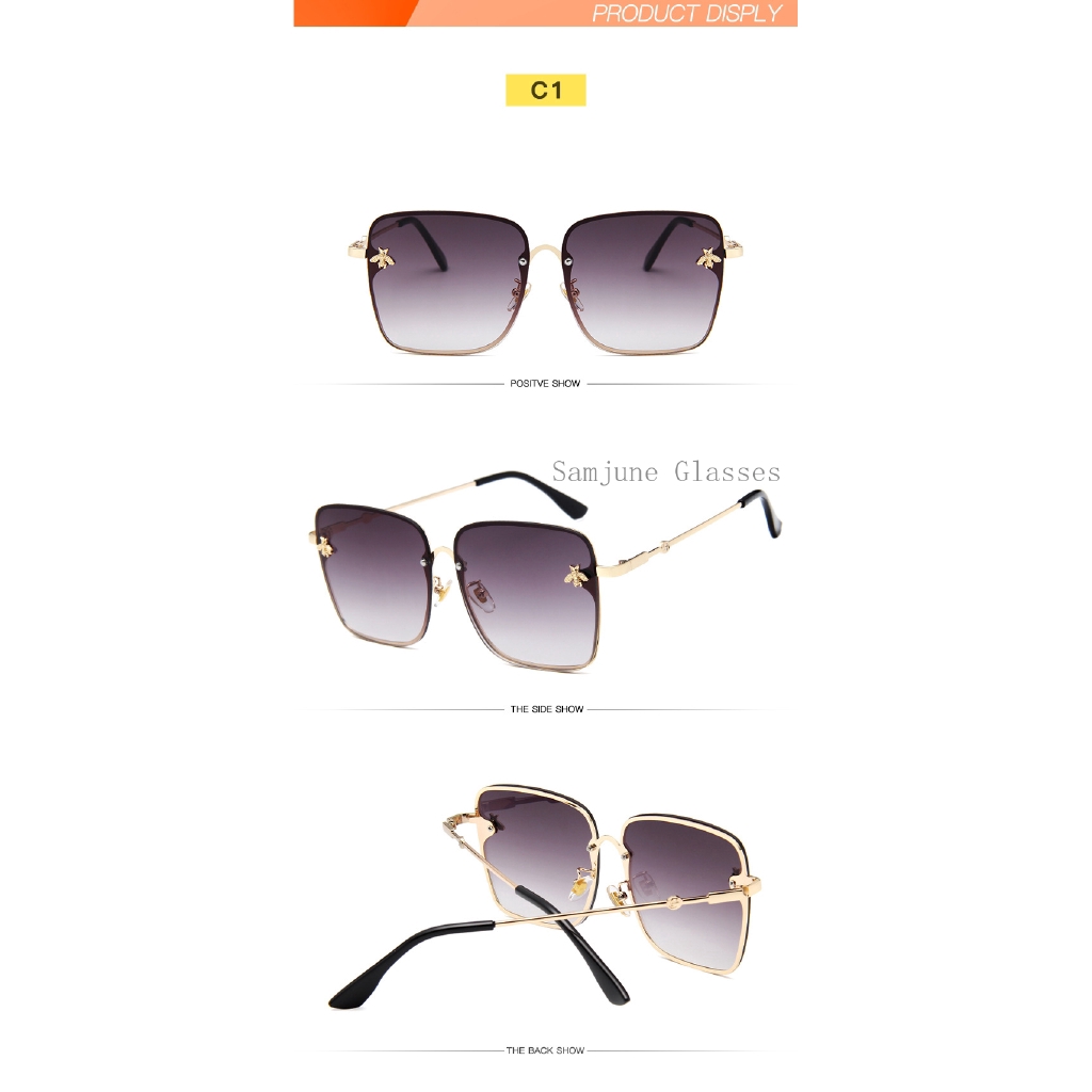 Kính mát cỡ lớn Samjune gọng kim loại màu sắc xinh xắn kiểu dáng cổ điển cho nam và nữ