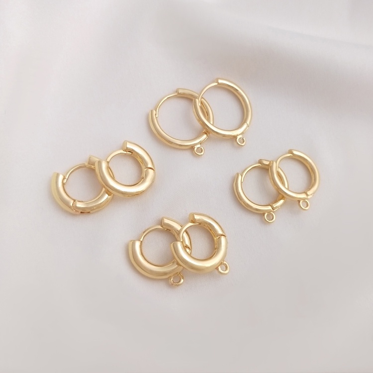 Một Cặp Bông Tai Hình Tròn Mạ Vàng 14K Có Khóa Treo Trang Sức diy