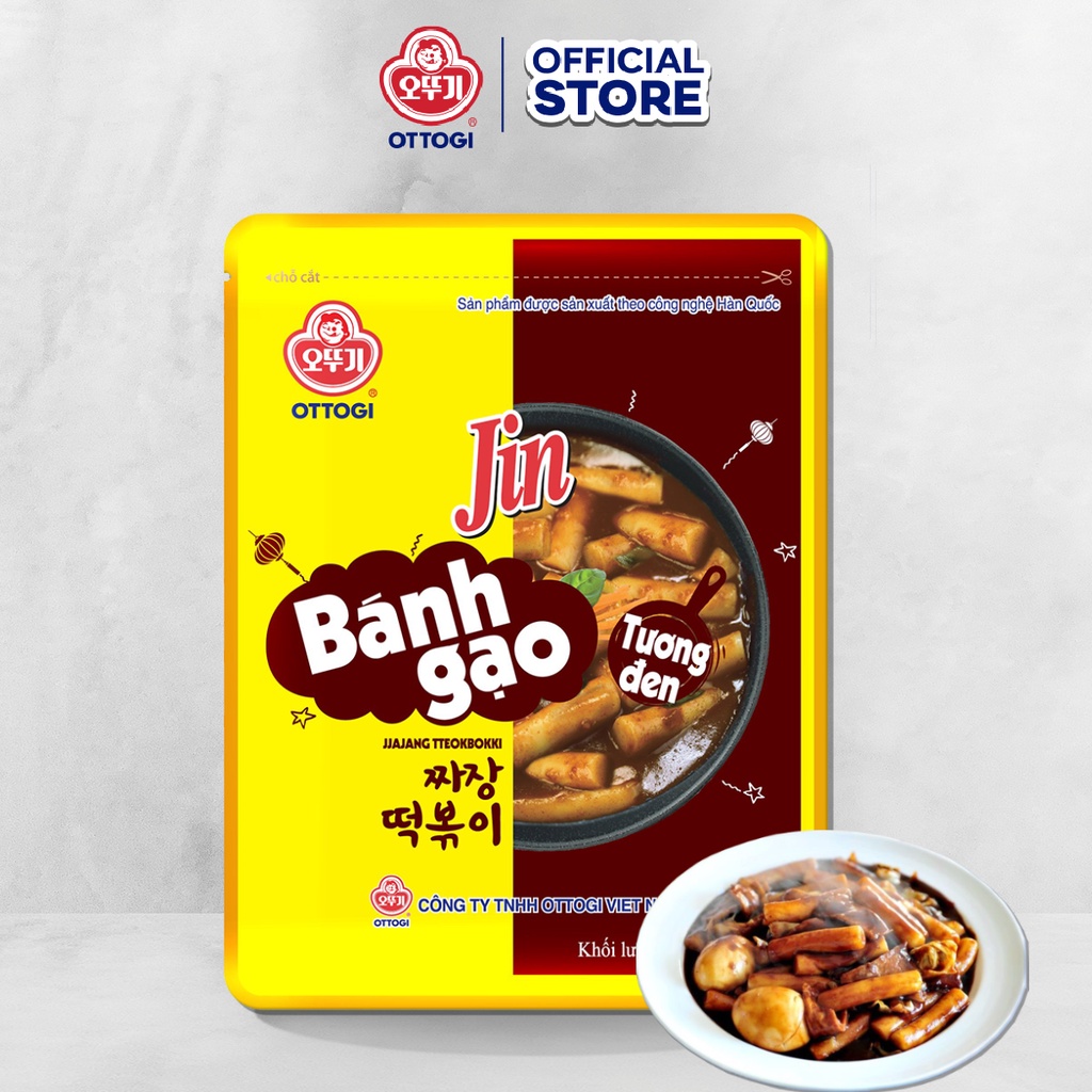 Bánh gạo Tokbokki Jin Tương Đen Ottogi gói 164g