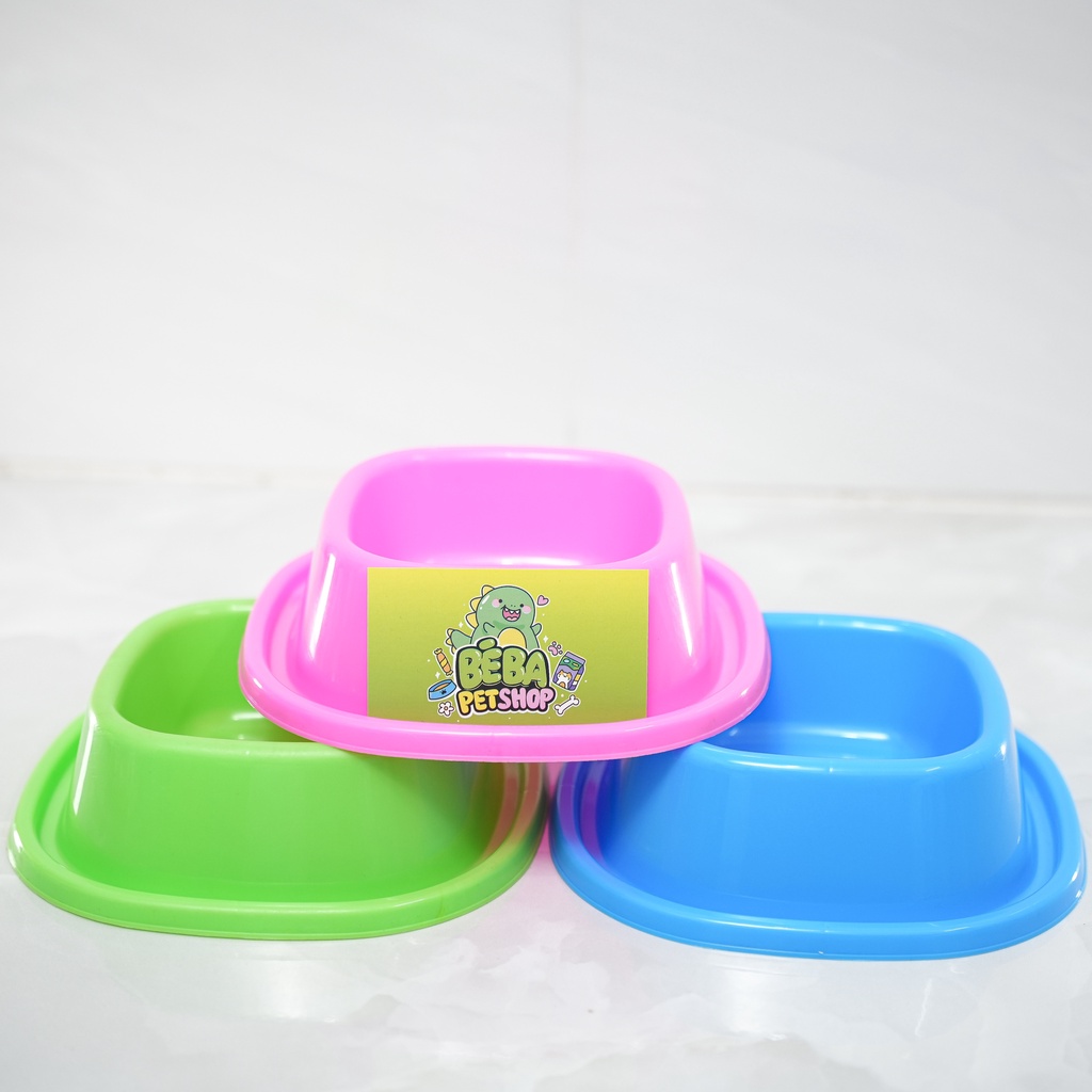 Bát ăn đơn hình vuông cho chó mèo chất liệu nhựa, có rãnh chống kiến | Bé Ba Petshop