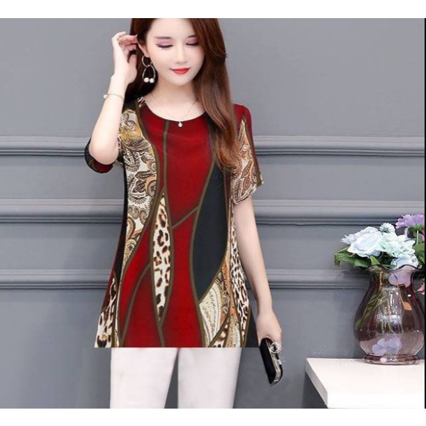 Áo Thun Tay Ngắn Dáng Rộng Vải Lụa Mát Phong Cách Phương Tây Thời Trang Mùa Hè Cho Nữ