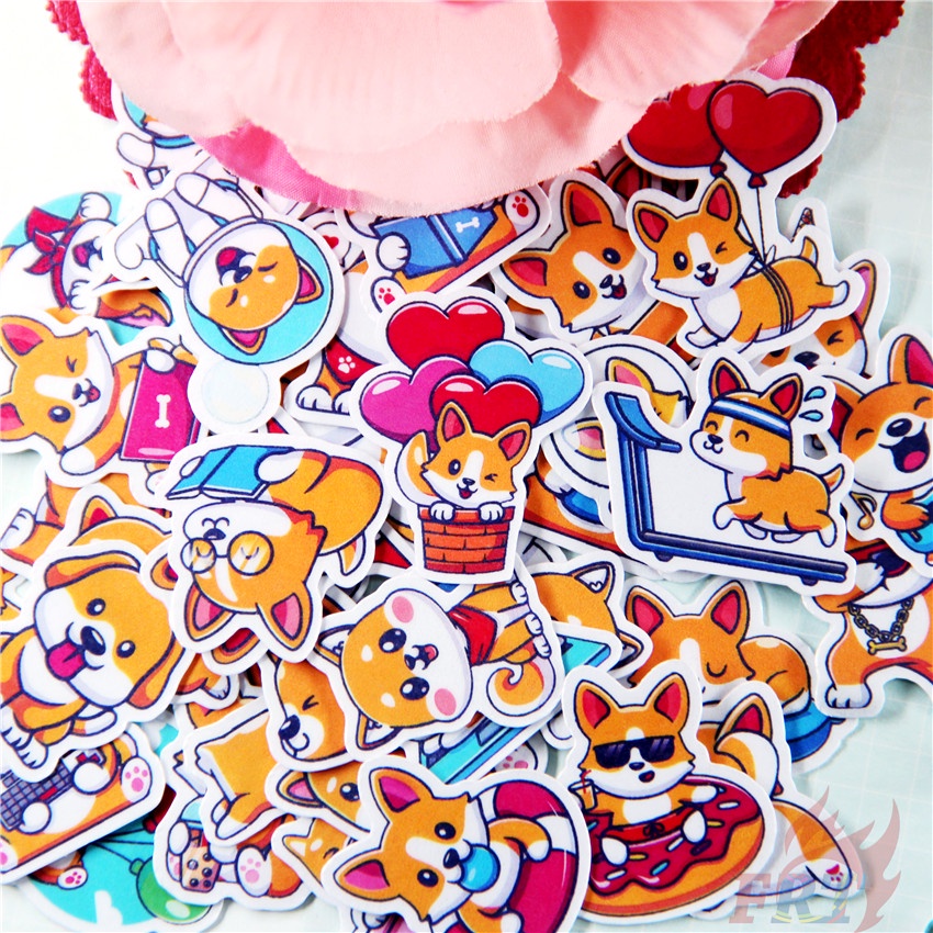 ★★★ Q Shiba Inu &amp; Corgi Q-1 Funny Life Mini Diary Manual Stickers ★★★ 48Pcs/Set Pets Dogs DIY Fashion Scrapbooks Album Decor Decals Stickers