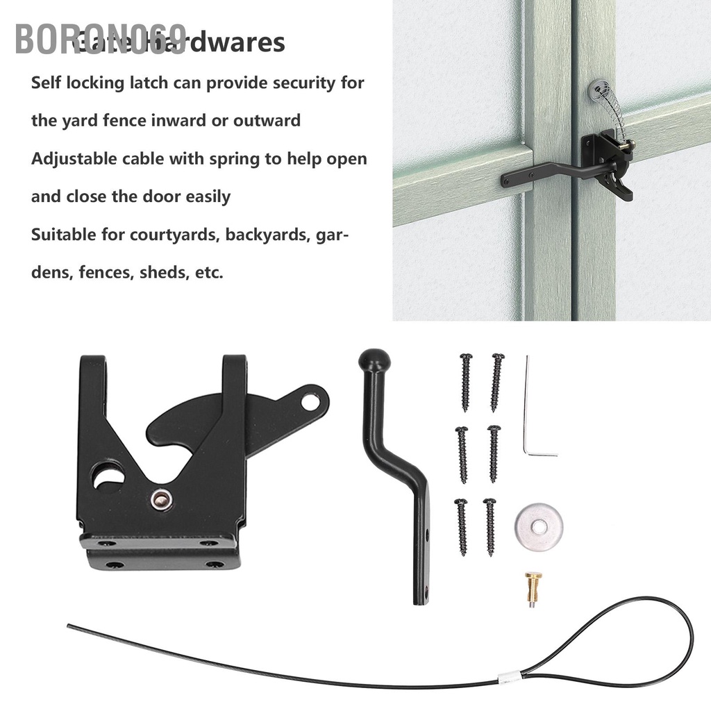 Boron069 Khóa hàng rào sắt Phần cứng khóa cổng tự với cáp điều chỉnh cho sân vườn sau