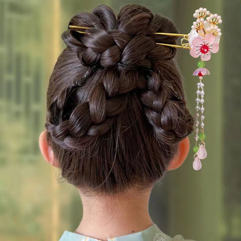 Trâm Cài Tóc Đính Hoa Phối Tua Rua Kiểu Cổ Điển Dễ Thương Cho Bé Gái