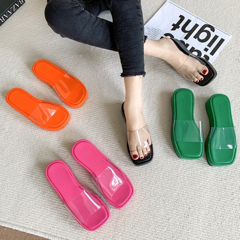 Sorami.Shoes | Dép đế xuồng quai ngang trong suốt thời trang dành cho mùa hè