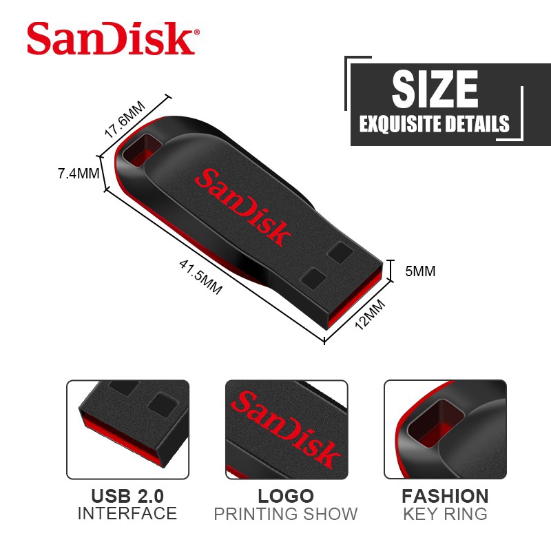 Đèn LED SanDisk đầu sạc USB tốc độ USB 2.0 8GB 16GB 32GB 64GB 128GB | WebRaoVat - webraovat.net.vn
