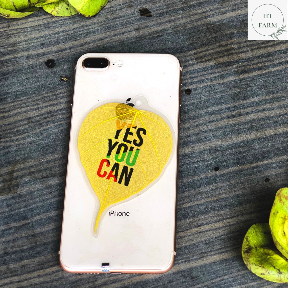 Lá bồ đề in Slogan &quot;YES YOU CAN&quot; tạo động lực, truyền cảm hứng (Ốp điện thoại, Bookmark, Trang trí văn phòng)