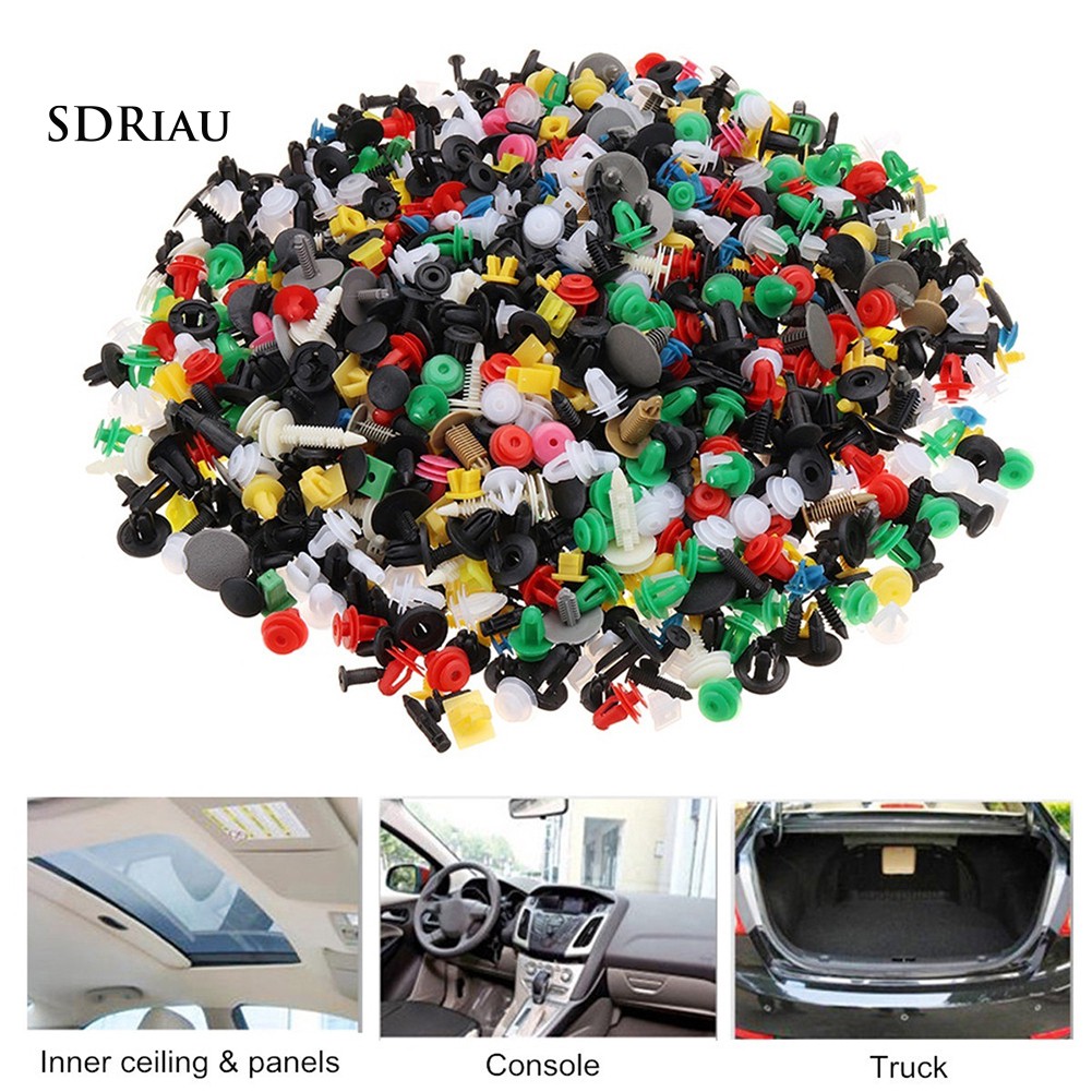 Gói 1000 chốt đinh tán xe hơi bằng nhựa thiết kế đa dạng kèm tua vít chuyên dụng
