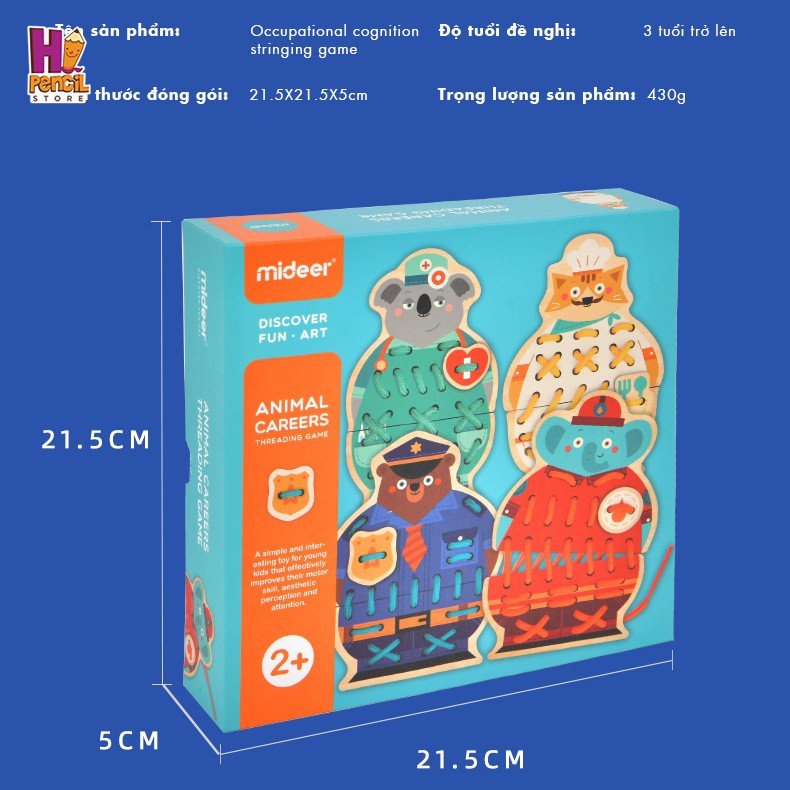 Đồ Chơi Gỗ Mideer Bé Tập Xỏ Dây Bản Nghề Nghiệp Của Gấu - Hi Pencil