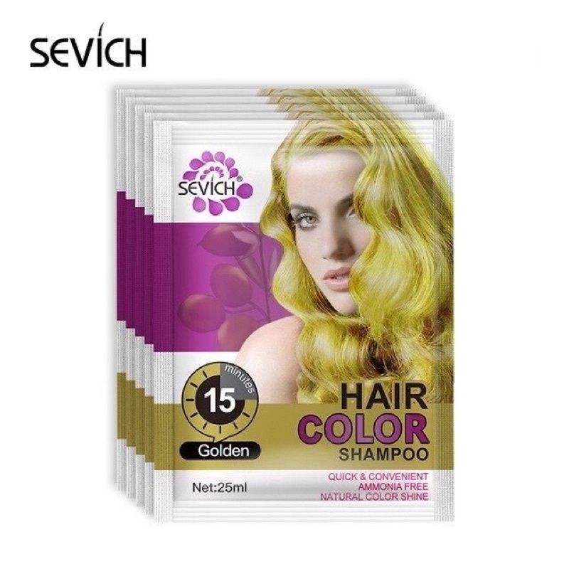 [Hàng Mới Về] Dầu gội nhuộm tóc Sevich 25ml/gói giữ màu lâu và không phai màu Vàng ̣̣̣(Golden)