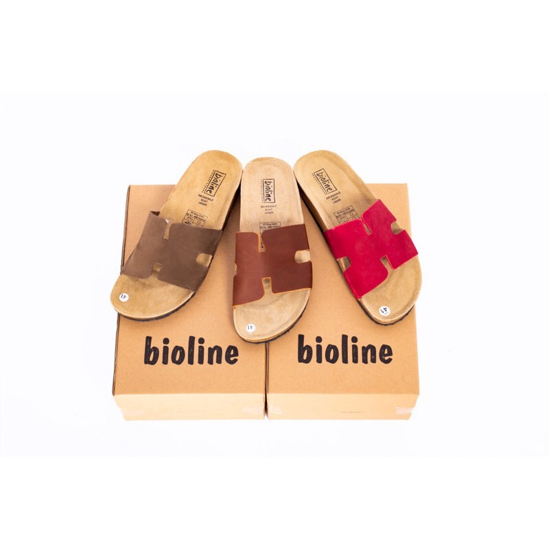 [DA BÒ THẬT] Dép da bò birken Bioline quai ngang chữ H unisex B04 - Bioline Official