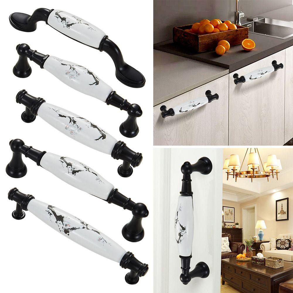 KUNHEV Tay Cầm Kéo Cửa Tủ Bằng Hợp Kim Kẽm Họa Tiết Hoa Mận