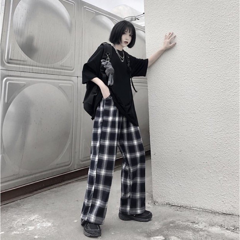 Quần ống rộng kẻ caro Lylyshop, quần ống suông họa tiết kẻ caro form rộng Unisex - quần kẻ 630 | BigBuy360 - bigbuy360.vn