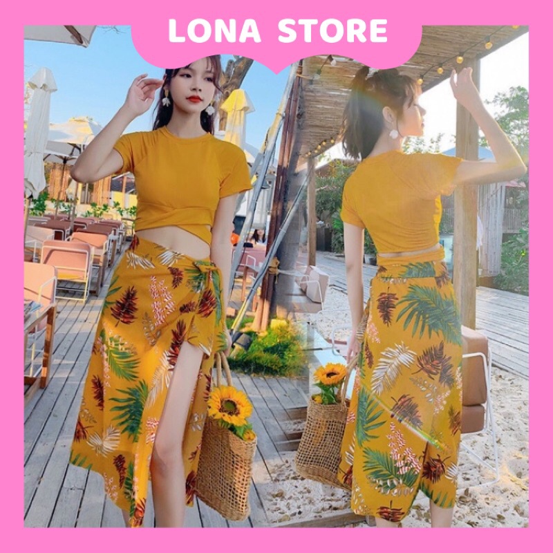 Bikini nữ bộ bơi đi biển 3 chi tiết kèm khăn tôn dáng siêu hot Lona Store BKN04