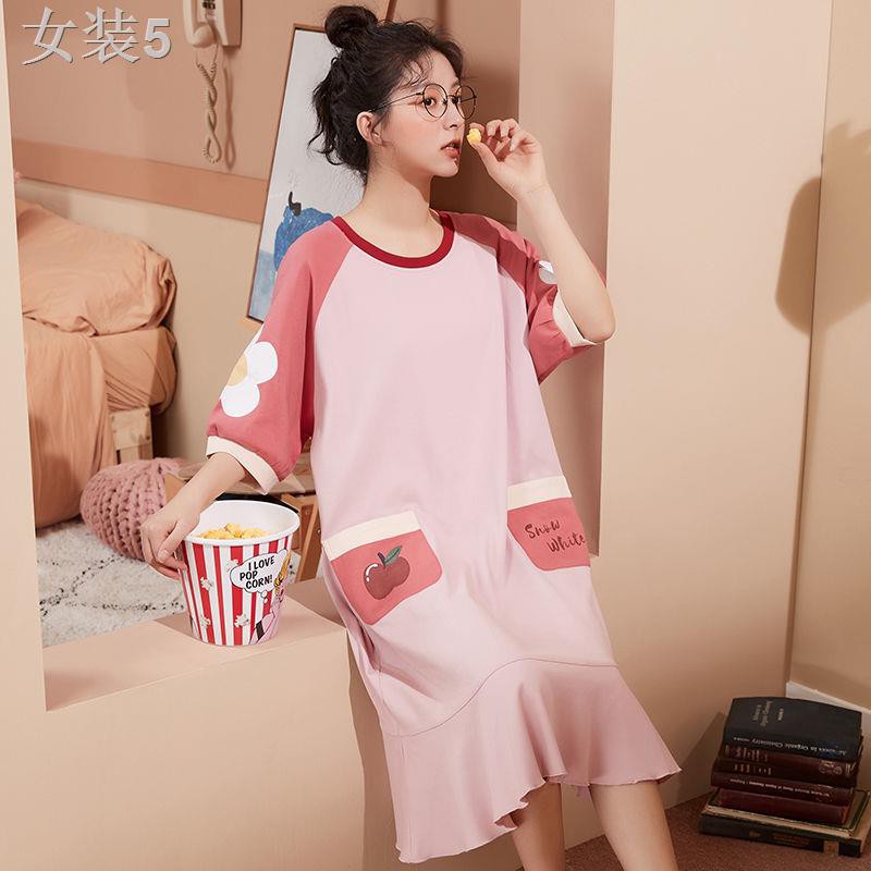 Bộ đồ ngủ pijama nữ cotton mùa hè mới, sinh phiên bản hàn quốc, bà bầu dễ thương có thể mặc ở nhà hoạt hình xuâ