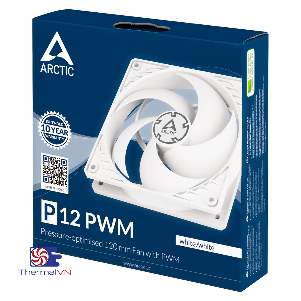 Quạt Fan Case 12cm Arctic P12 PWM (white/white) - Quay êm 1800 vòng màu trắng