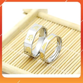 8 Vị Bổn Mệnh Màu Trắng Chữ Vàng,Bát Giác 20x6mm NHẪN PHẬT TITAN