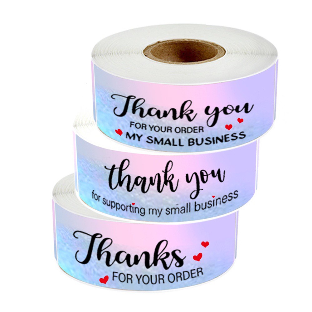 Cuộn 120 Miếng Dán In Chữ Thank You 1x3inch Trang Trí Hộp Quà