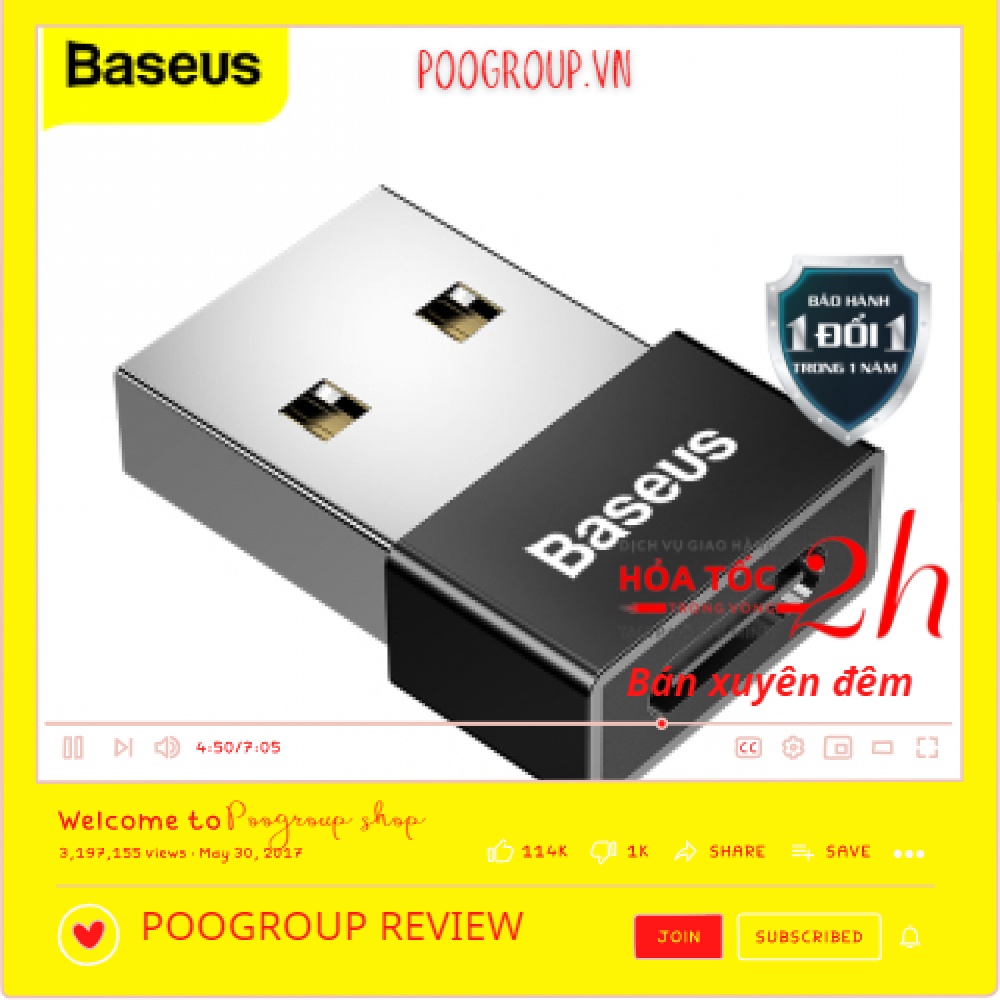 <Chính Hãng Baseus > Đầu Chuyển Đổi OTG USB To Type-C  Và Ngược Lại Có Bảo Hành poogroup