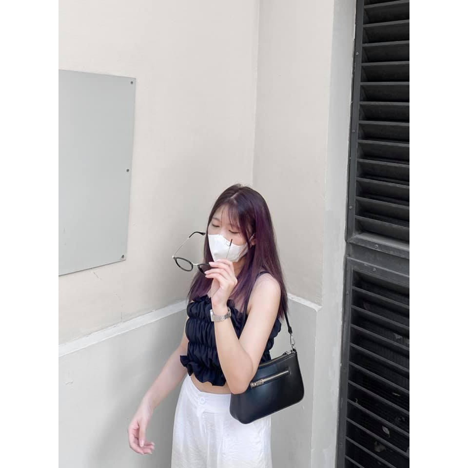 Áo Quây Nhúm Xanh Lá ⚡ Casper.Store | FREESHIP | ⚡ Áo quây nữ dáng croptop chất đũi nhún, co giãn 4 chiều