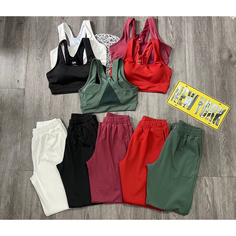 Set bộ đồ tập nữ phối lưới quần jogger ôm gym,thể thao,yoga