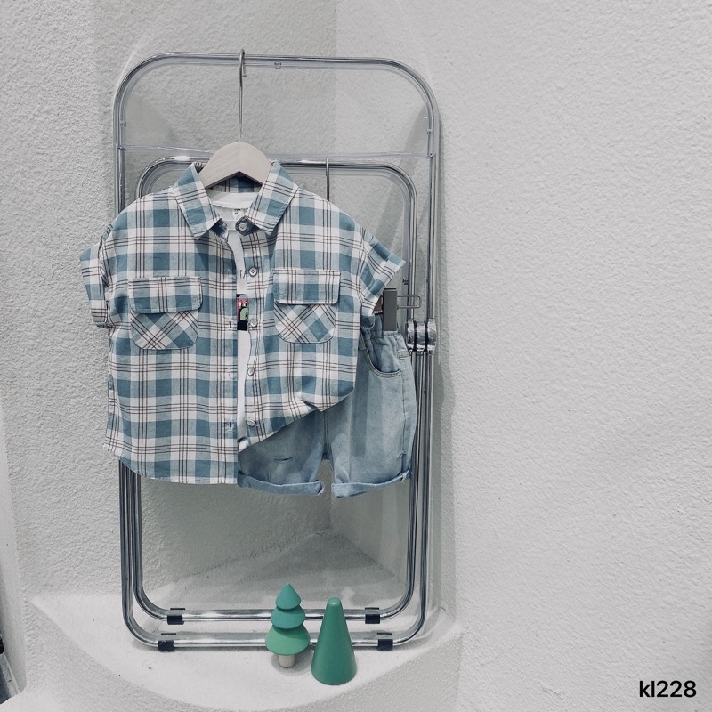 Áo sơ mi cổ lật cộc tay bé trai-MS115