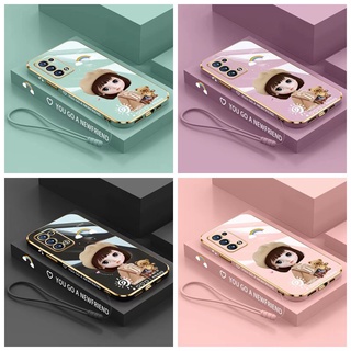 Huawei nova 3i nova 4 nova 5i nova 7 nova 7 pro nova 7 se nova 7i nova 8i nova 9 nova 9 se nova 6 se straight edge plating 90° cartoon girl lens protection phone case