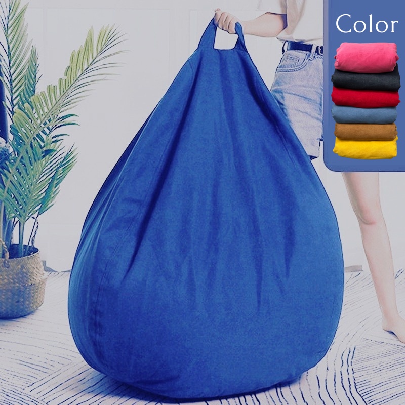 Ghế Lười Hạt Xốp 3ii Home Hình Trái Lê Size L 100x120cm Màu Xanh Dương Vải Nhung Gân Cao Cấp