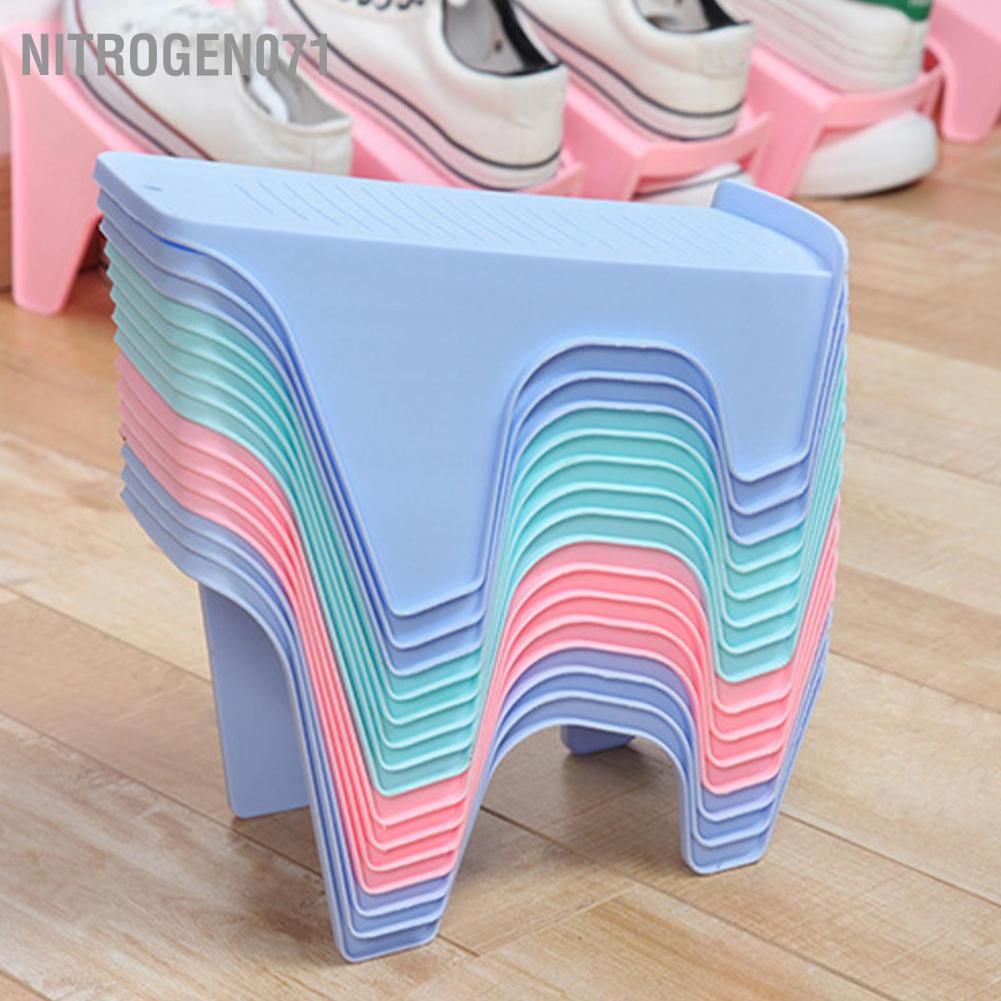 Nitrogen071 Shoe Stacker Double Layers Space Saving Durable PP Simple Design Tidy Orderly Storage Slots for Home Office Hotel