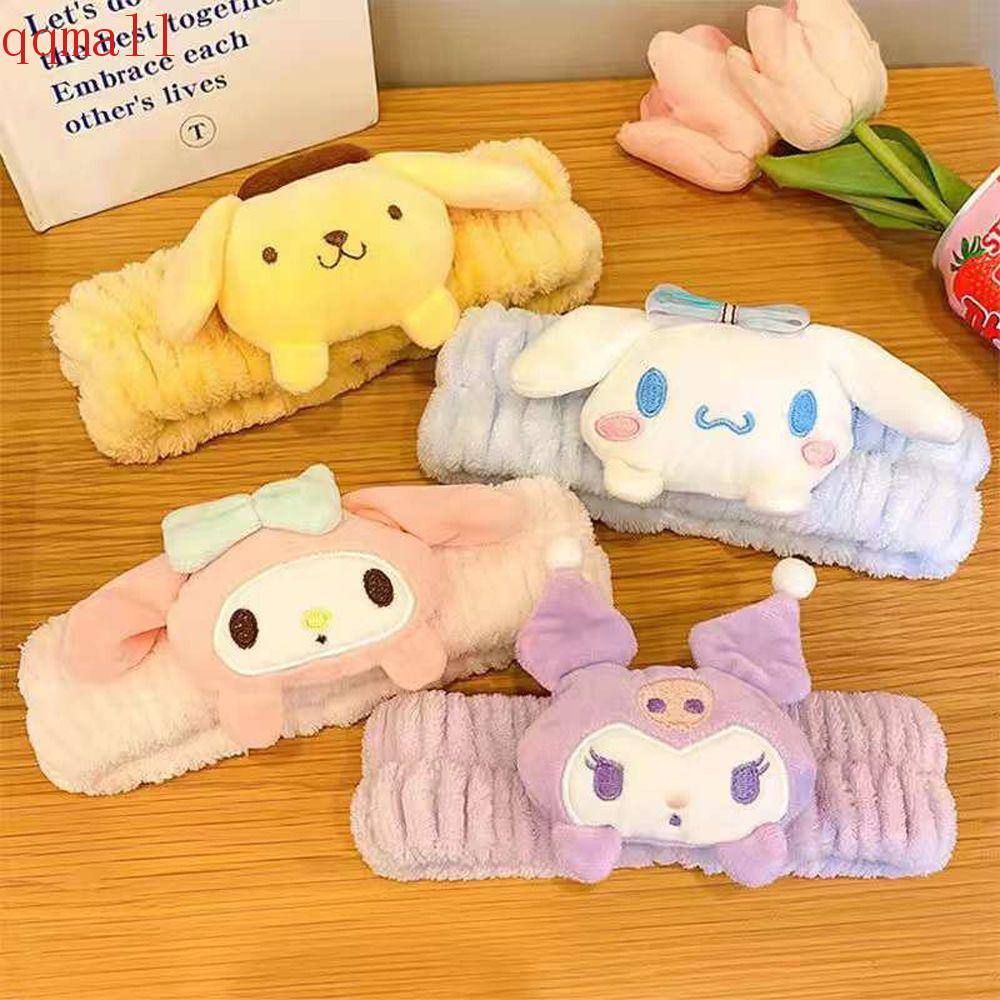 Băng Đô Cài Tóc Rửa Mặt Bằng Vải Lông Cừu San Hô Phong Cách Kuromi Mymelody Dễ Thương Cho Bé Gái