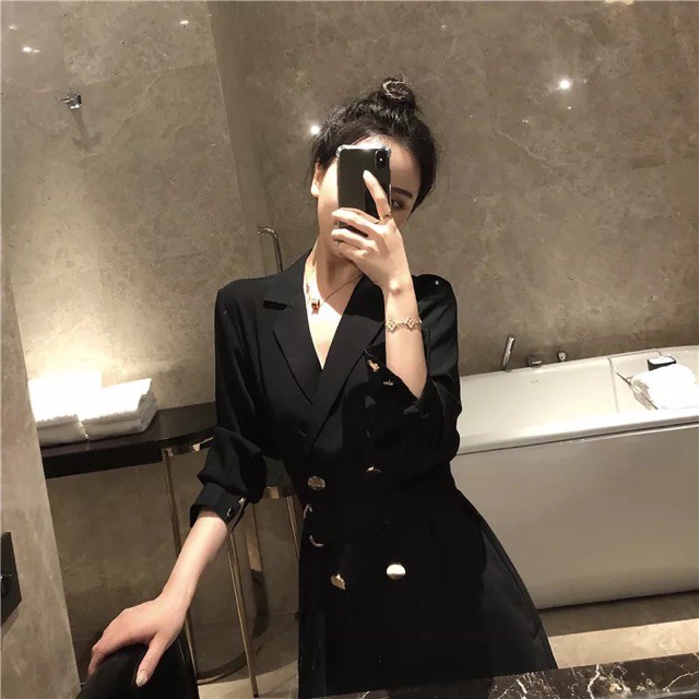 {Order5-7 ngày} Váy sơ mi sang chảnh cổ vest đính khuy cách điệu(mẫu hót) Quảng Châu | BigBuy360 - bigbuy360.vn