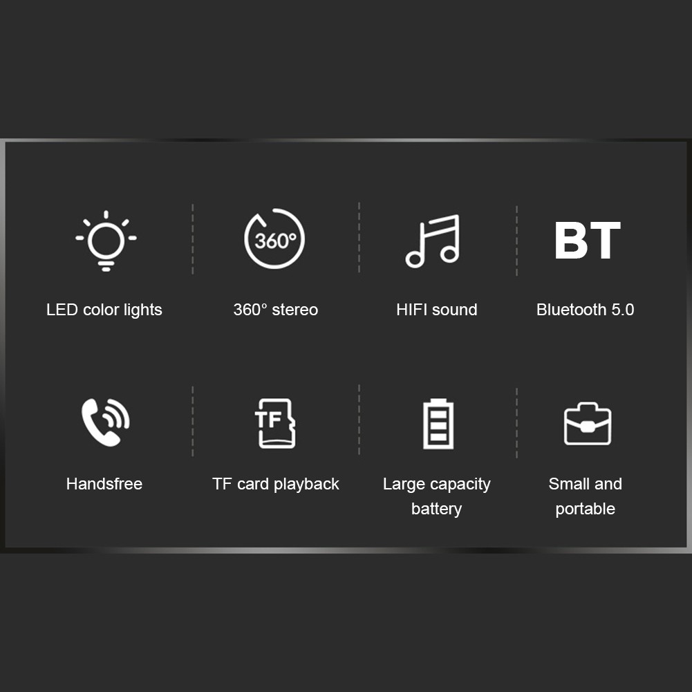 Loa không dây PUR C7 Bluetooth 5.0 âm thanh vòm có đèn LED