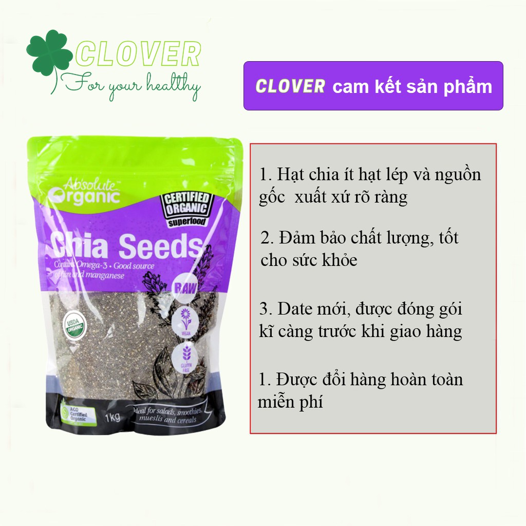 Hạt chia tím Absolute Organic nhập khẩu Úc túi 250G và giảm cân, dinh dưỡng và tốt cho sức khỏe