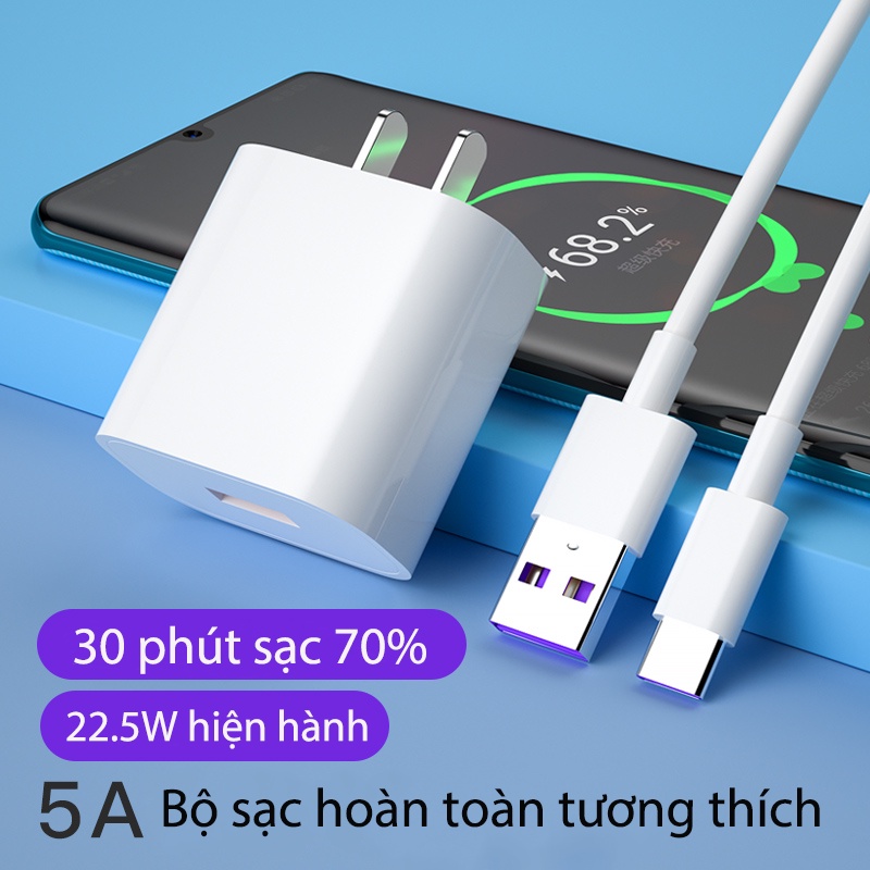 Hoàn toàn tương thích với công suất cao Sạc nhanh 22.5W 5A gồm Củ sạc 1 cổng USB