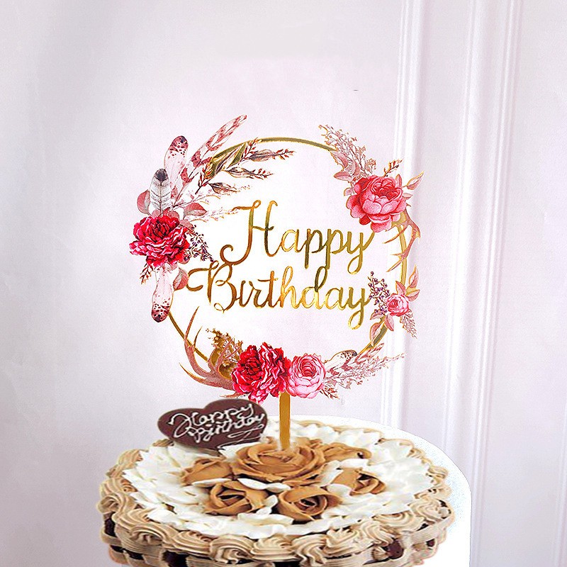 Cake topper decoration party supplies colorful flowers sweetheart creative card high quality brand new spot direct sales