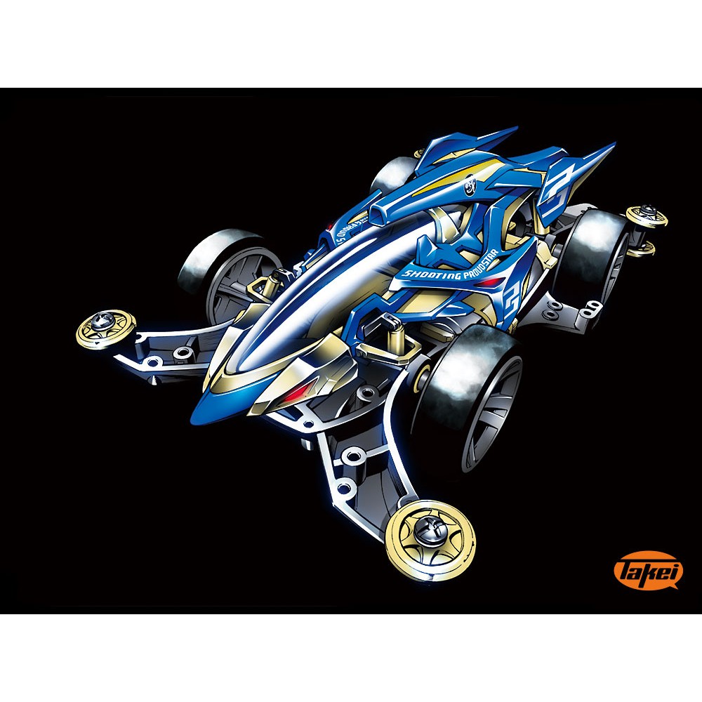 95573 Mô hình xe đua lắp ráp chạy bằng pin Mini 4WD SHOOTING PROUD STAR CLEAR BLUE SPECIAL