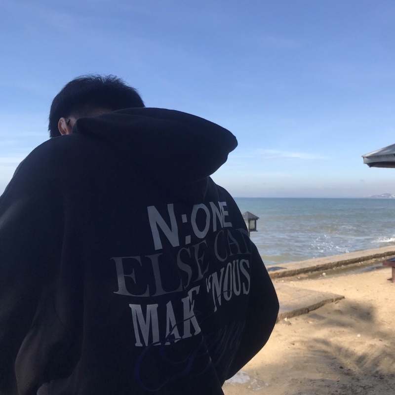 Áo Hoodie Zip Nous Happy Màu Đen
