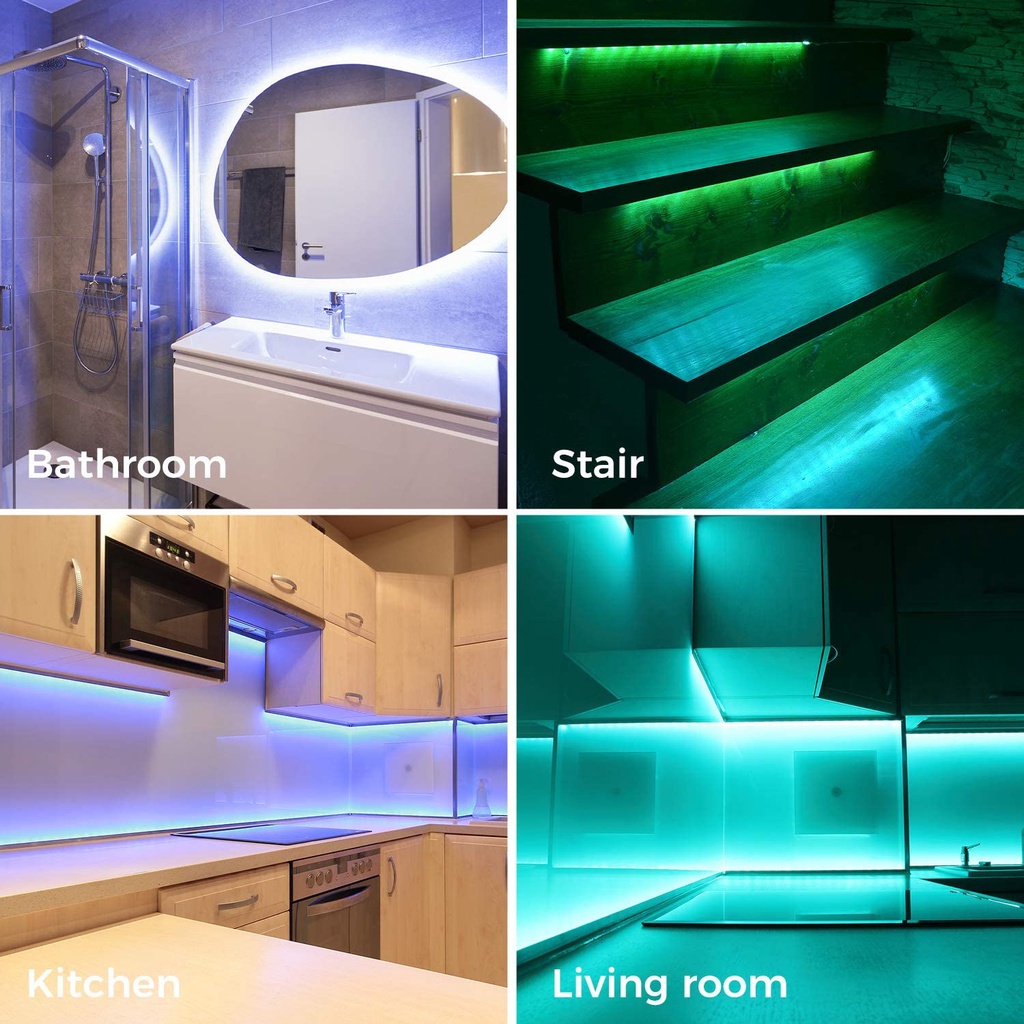 Dây đèn LED DIY RGB 5050 đổi màu điều khiển bằng bluetooth dùng trang trí cho phòng khách phòng ngủ tivi nhà bếp