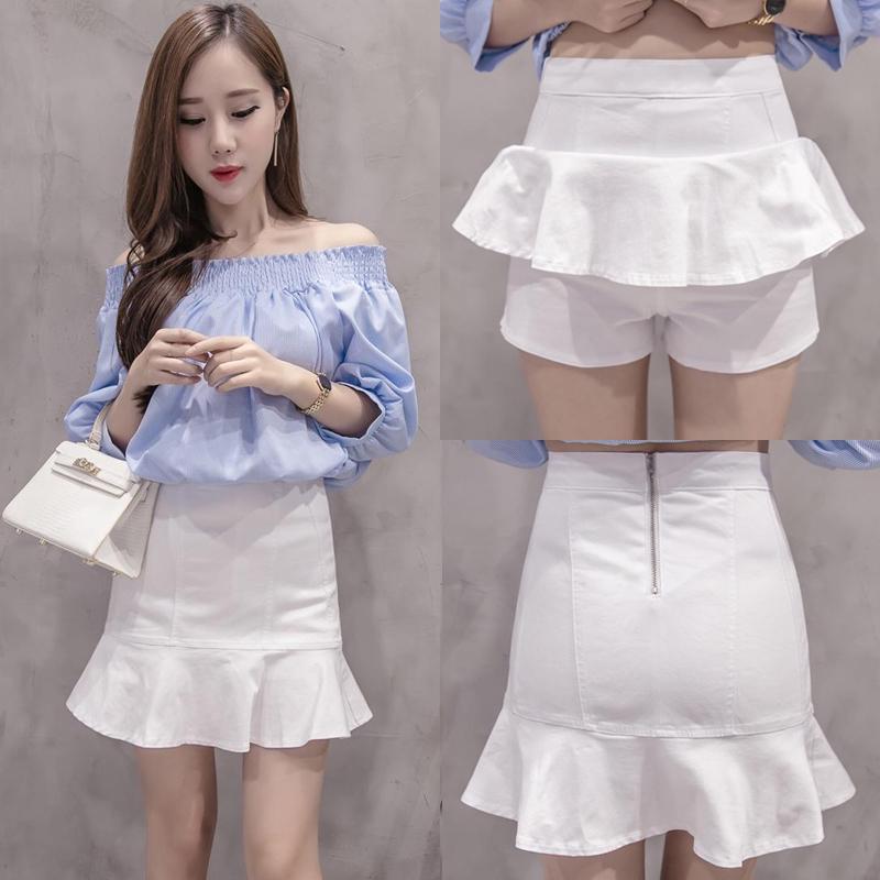 Chân Váy Denim Đuôi Cá Lưng Cao Thời Trang Dành Cho Nữ