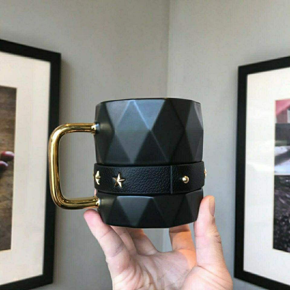 Cốc Uống Cà Phê Starbucks Bằng Sứ Màu Vàng Đen Cổ Điển Phiên Bản Giới Hạn 2021