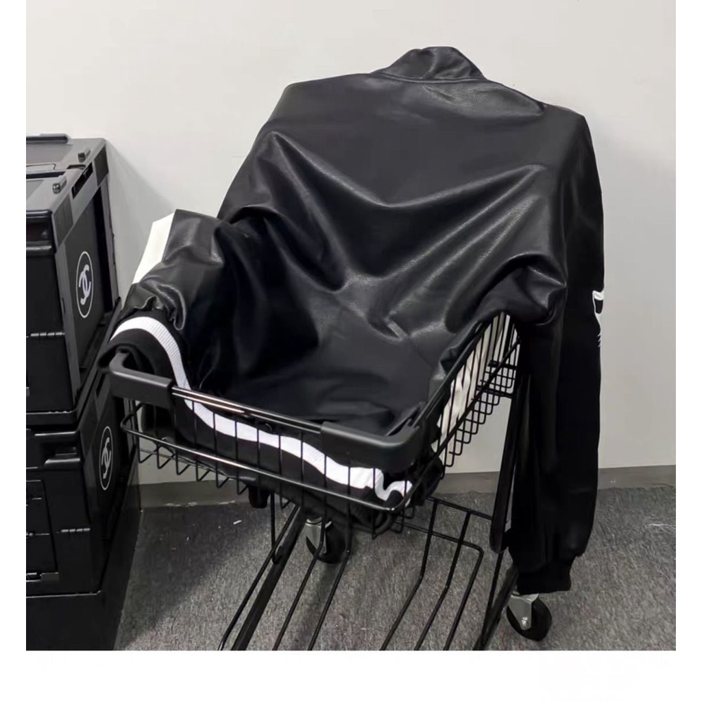 Áo Khoác Bóng Chày Da pu Phối Màu Tương Phản Kiểu Đường Phố Mỹ Thời Trang Thu Đông Cho Nam Và Nữ