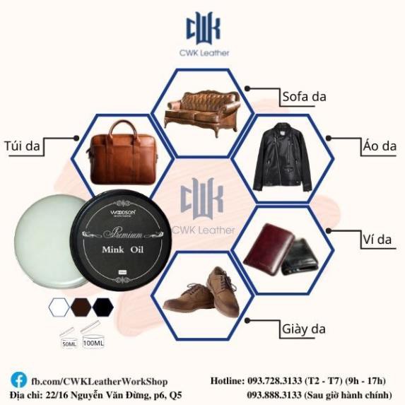 [Chuyên phục hồi-bảo dưỡng làm mới đồ da- Chính Hãng]Mink oil-mỡ chồn-Woodson-DƯỠNG DA, VÍ BÓP,TÚI,ÁO DA,GIÀY DA,..