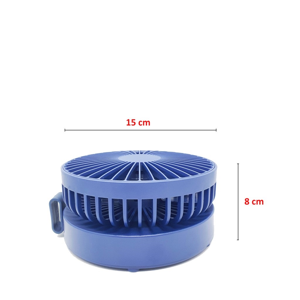 [HOT 2022] Quạt Tích Điện Gấp Gọn, Quạt Mini Để Bàn Xoay 180 Độ, 3 Tốc Độ Gió, Cổng Sạc USB, Pin 1200mAh