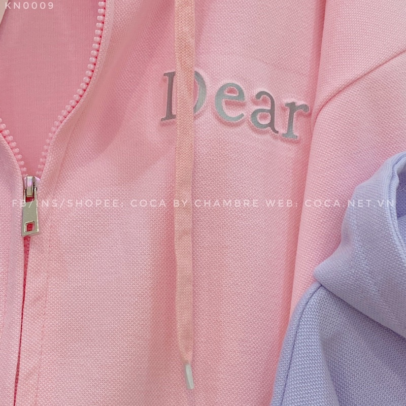 [KN0009]🍭 Áo khoác HOODIE ZIP nỉ hạt in dập nổi phản quang DEAR form oversize (Có sẵn/ảnh thật) | BigBuy360 - bigbuy360.vn