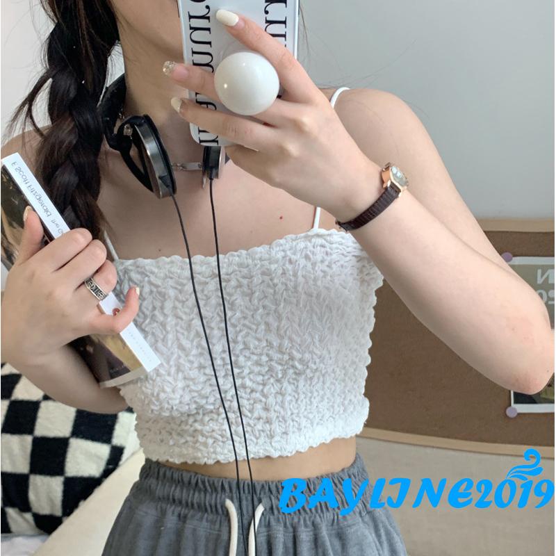 Áo Crop Top Hai Dây Vải Voan Màu Trơn Thời Trang Mùa Hè Dành Cho Nữ