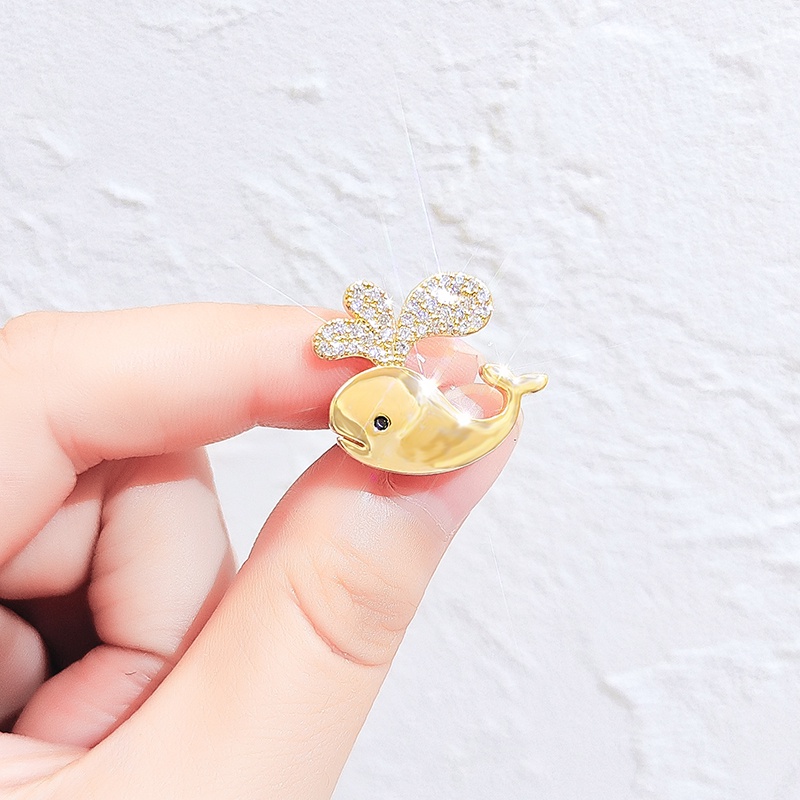 Ghim cài áo JIUDUOLAN thiết kế cá heo màu vàng thời trang Hàn Quốc đáng yêu dành cho nữ